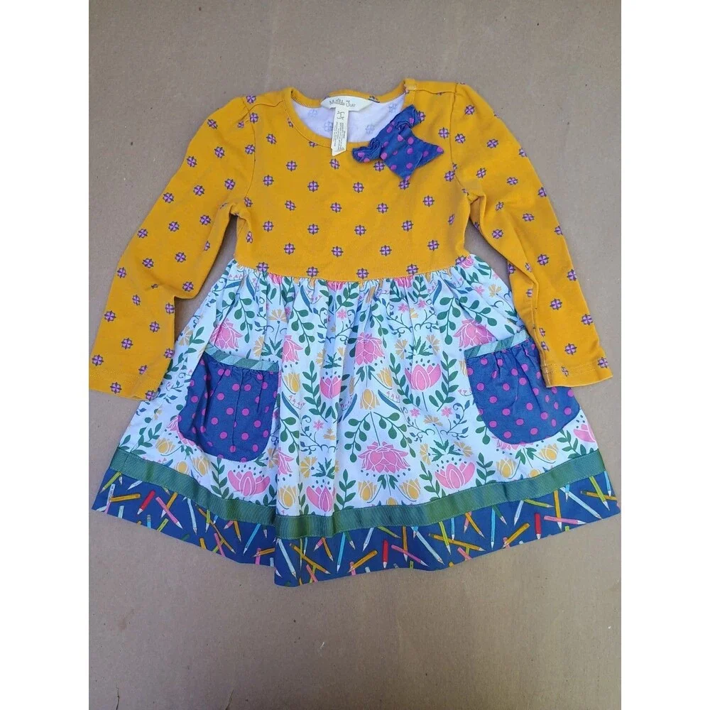 Girls Matilda Jane Ruffle Dress Choose path Gold Star Dress size 2 Yellow Blue